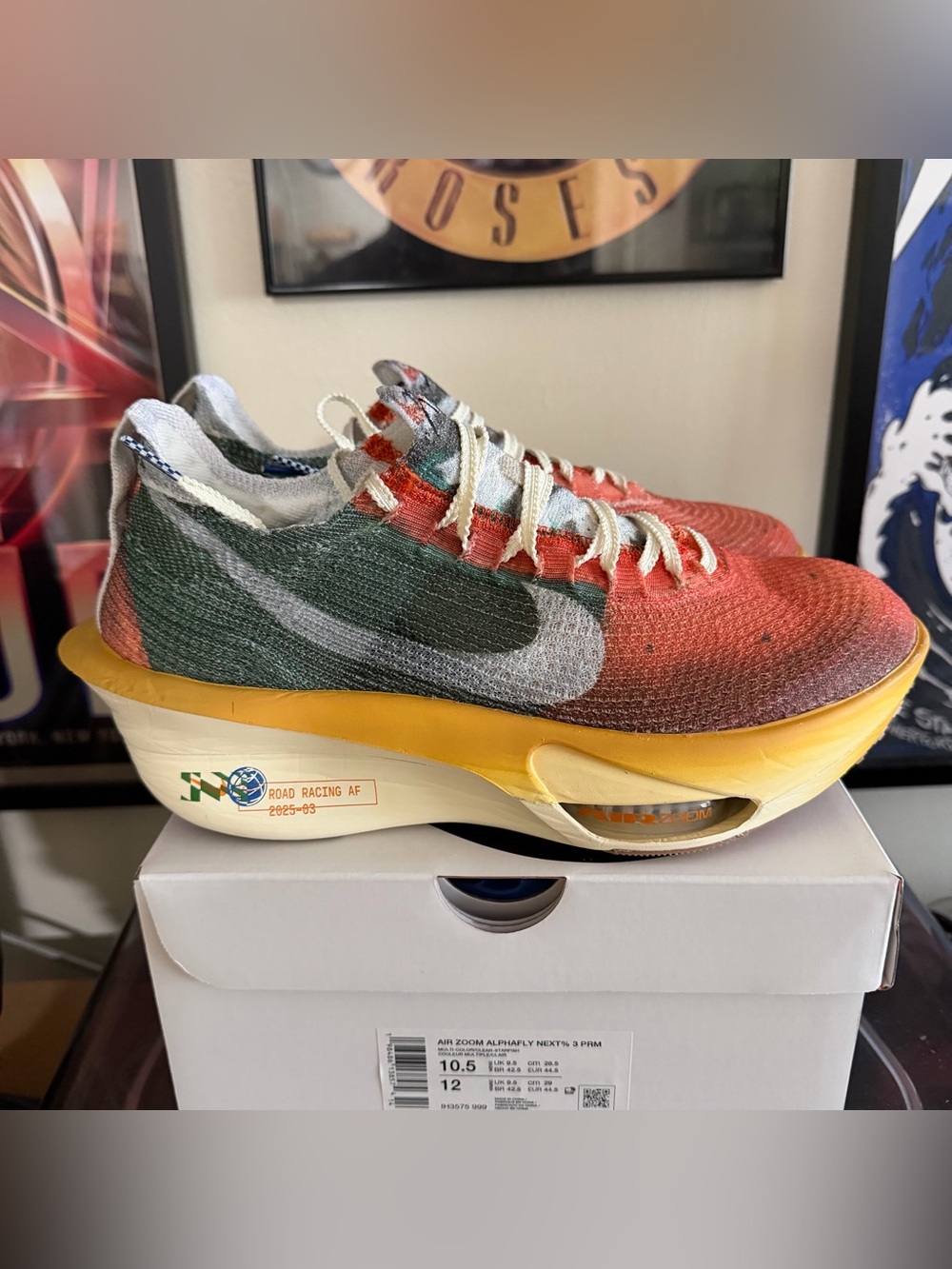 Nike Multicolor Running Shoe with Green, Orange and Yellow Accents